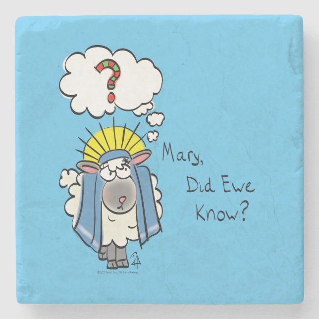 Dessous-de-verre En Pierre Drôle chrétien Noël mignon mouton (Devant)