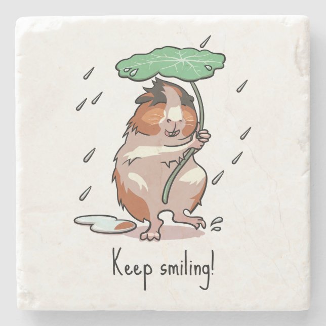 Dessous-de-verre En Pierre Drôle Guinéen Cochon Continuer à sourire Pluie Dan (Devant)