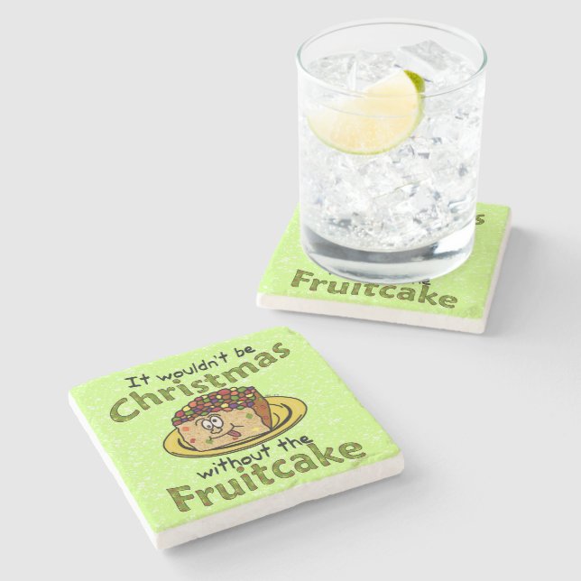 Dessous-de-verre En Pierre Drôle Noël Cartoon Fruitcake (Côté)