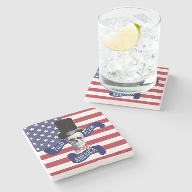 Dessous-de-verre En Pierre Drôle patriotique américain (Côté)