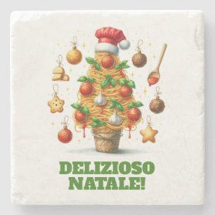 Dessous-de-verre En Pierre Drôle Spaghetti Arbre de Noël Delizioso Natale!