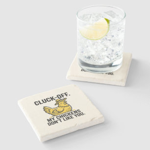 Dessous-de-verre En Pierre Drôle Vintage Cluk Off Amateur de Poulet Minimalis