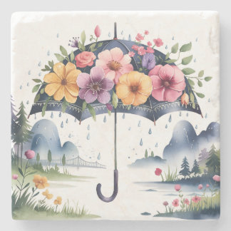 Dessous-de-verre En Pierre Durable et décoratif Protecteur de boisson Floral