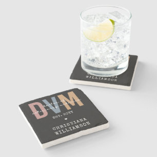 Dessous-de-verre En Pierre DVM personnalisé Docteur en médecine vétérinaire C