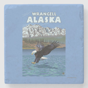 Dessous-de-verre En Pierre Eagle chauve plongeant - Wrangell, Alaska