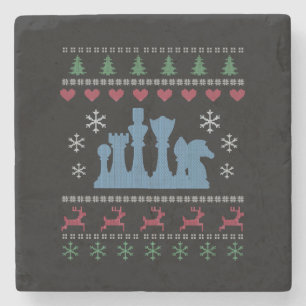 Dessous-de-verre En Pierre Échecs - Échecs Pièces Laid Noël