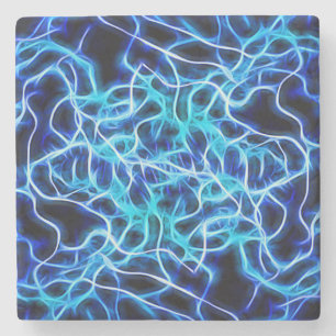 Dessous-de-verre En Pierre Éclair électrique néon bleu Tesla Coil