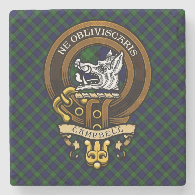 Dessous-de-verre En Pierre Écosse Clan Campbell Badge et Crest (Devant)