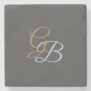 Dessous-de-verre En Pierre Écriture moderne monogramme simple minimaliste