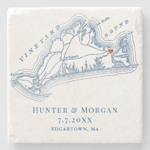 Dessous-de-verre En Pierre Edgartown MA Martha's Vineyard Blue Wedding Favor