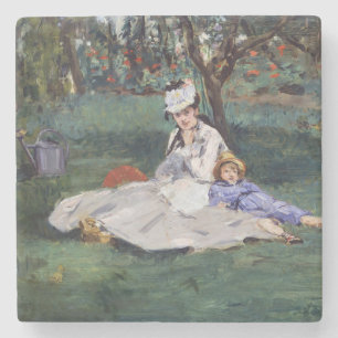 Dessous-de-verre En Pierre Edouard Manet - La famille Monet dans son jardin