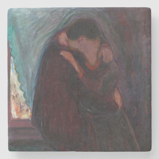 Dessous-de-verre En Pierre Edvard Munch - Le baiser (Devant)