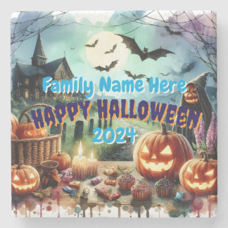 Dessous-de-verre En Pierre Eerie Halloween Night Watercolor