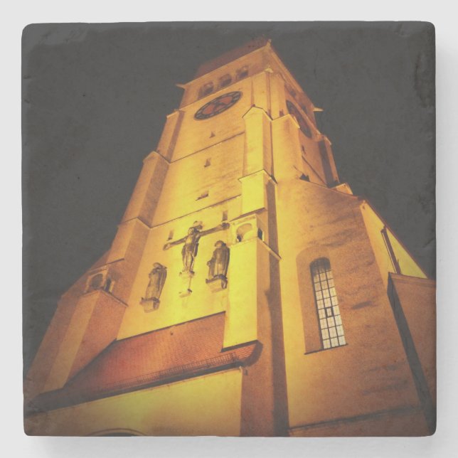 Dessous-de-verre En Pierre Église la nuit (Devant)