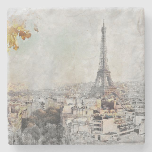 Dessous-de-verre En Pierre Eiffel Tower. Paris, France  (Devant)