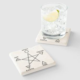 Dessous-de-verre En Pierre Élastre en calcaire du pentacle élémentaire Wiccan