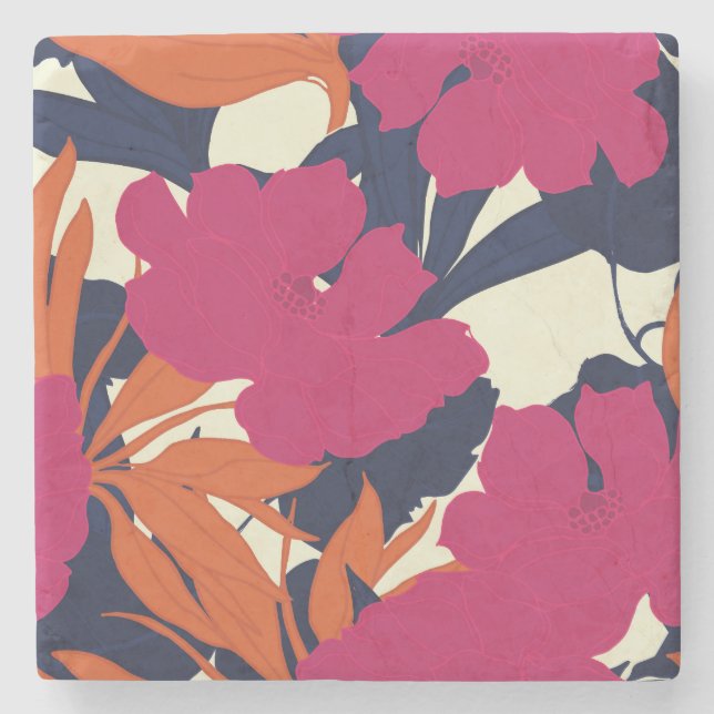 Dessous-de-verre En Pierre Élégance florale : motif abstrait (Devant)