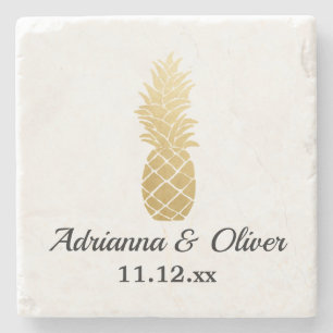 Dessous-de-verre En Pierre Élégance tropicale   Mariage ananas