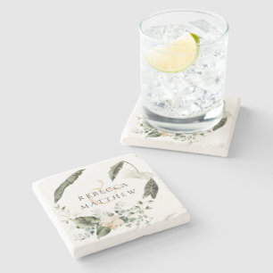 Dessous-de-verre En Pierre Elégant Boho Floral Mariage