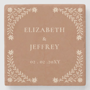 Dessous-de-verre En Pierre Élégant Boho Terracotta Mariage floral