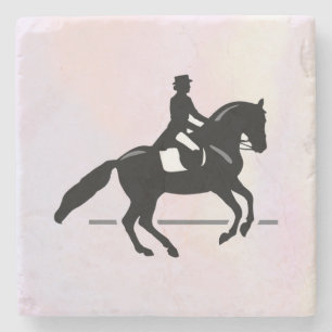 Dessous-de-verre En Pierre Elégant cavalier de Dressage sur un Arrière - plan