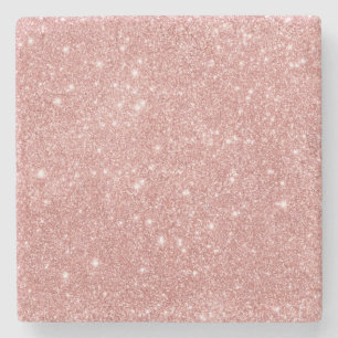 Dessous-de-verre En Pierre Elégant Chic Luxury Faux Parties scintillant Rose