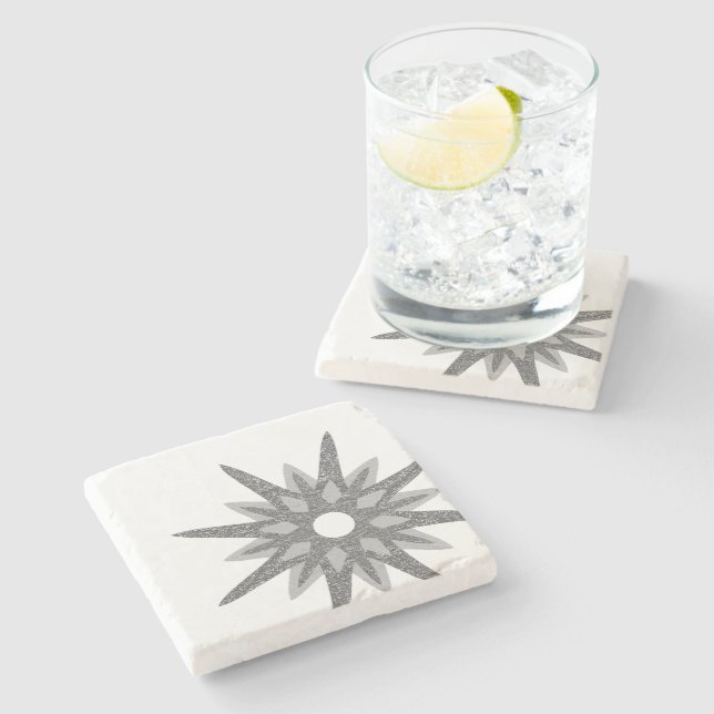 Dessous-de-verre En Pierre Élégant flocon de neige en argent (Côté)