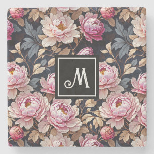 Dessous-de-verre En Pierre Élégant Monogramme floral Welcome Blush Pony Rose