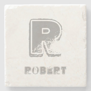 Dessous-de-verre En Pierre Élégant Monogramme Modèle Design élégant Rustique