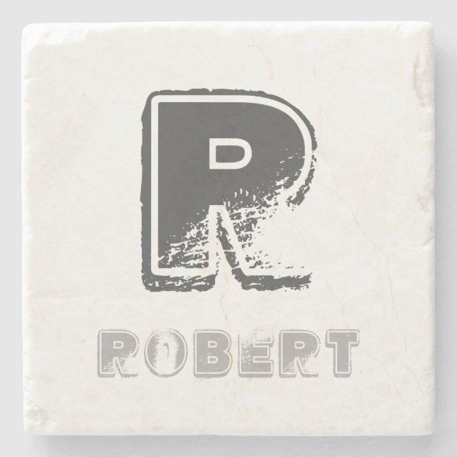 Dessous-de-verre En Pierre Élégant Monogramme Rustique Modèle Design élégant (Devant)