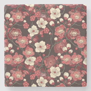 Dessous-de-verre En Pierre Élégant Motif sans couture en fleur de cerisier (1