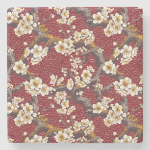 Dessous-de-verre En Pierre Élégant Motif sans couture en fleur de cerisier (1