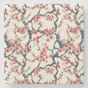 Dessous-de-verre En Pierre Élégant Motif sans couture en fleur de cerisier (1
