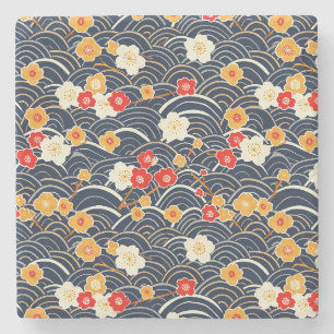 Dessous-de-verre En Pierre Élégant Motif sans couture en fleur de cerisier (1