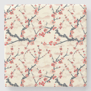 Dessous-de-verre En Pierre Élégant Motif sans couture en fleur de cerisier (5