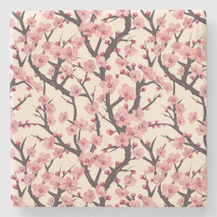Dessous-de-verre En Pierre Élégant Motif sans couture en fleur de cerisier (6