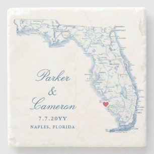 Dessous-de-verre En Pierre Elégant Naples Florida Carte Mariage Keepsaké