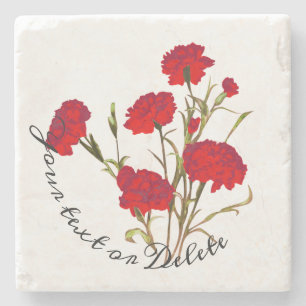 Dessous-de-verre En Pierre Elégant Vintage Floral Carnation rouge sur mesure