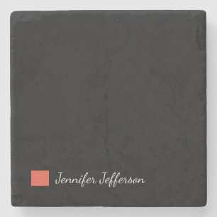 Dessous-de-verre En Pierre Élégante écriture moderne à la main Noir