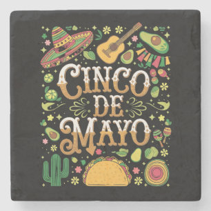 Dessous-de-verre En Pierre Éléments de fête mignons de la fête Cinco De Mayo