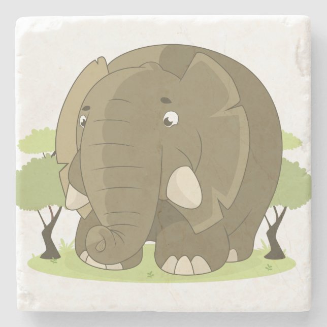 Dessous-de-verre En Pierre Eléphant de dessin (Devant)