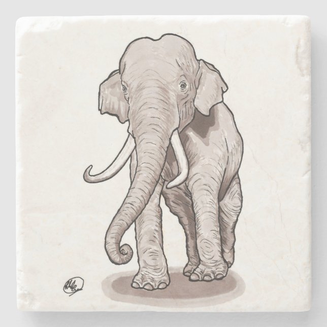 Dessous-de-verre En Pierre Éléphant de liberté (Devant)