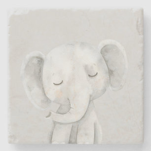 Dessous-de-verre En Pierre Éléphant Gris Mignon