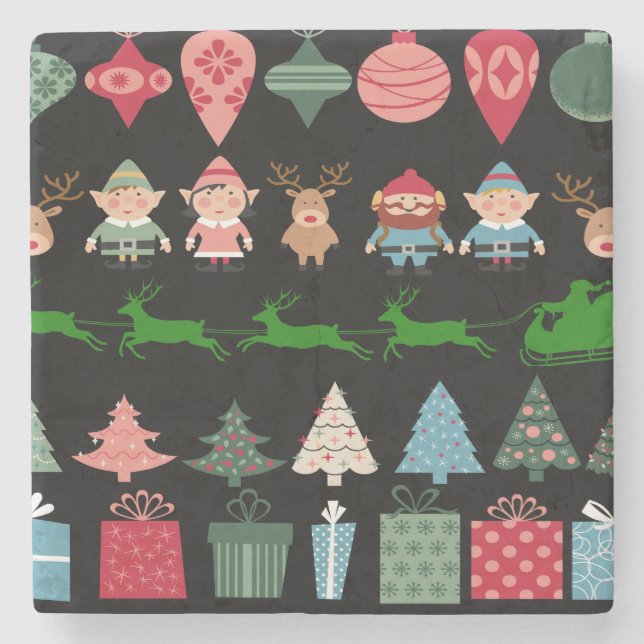 Dessous-de-verre En Pierre Elfes de Noël et plus (Devant)