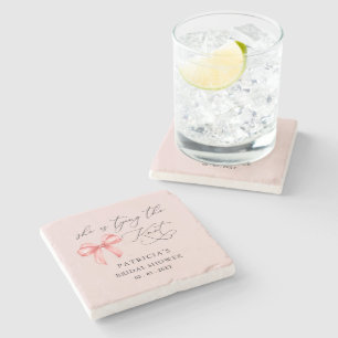 Dessous-de-verre En Pierre Elle noue le nœud rose Salle de bain de mariage
