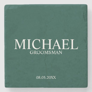 Dessous-de-verre En Pierre Émeraude Vert moderne Groomsman personnalisé