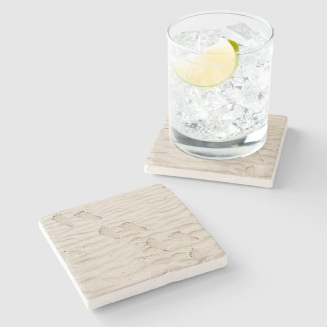 Dessous-de-verre En Pierre Empreintes De Sable De Plage (Côté)