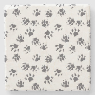 Dessous-de-verre En Pierre Empreintes Paw : Chien Monochrome Sans Seamless.