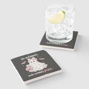 Dessous-de-verre En Pierre en octobre nous portons Halloween fantôme rose