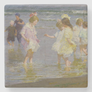 Dessous-de-verre En Pierre Enfants marchant sur la plage (par E.H. Potthast)
